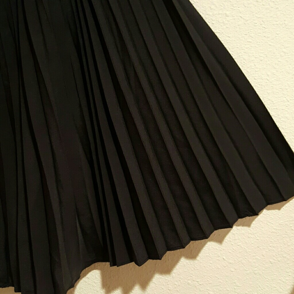 Black Pleated Circle Skirt